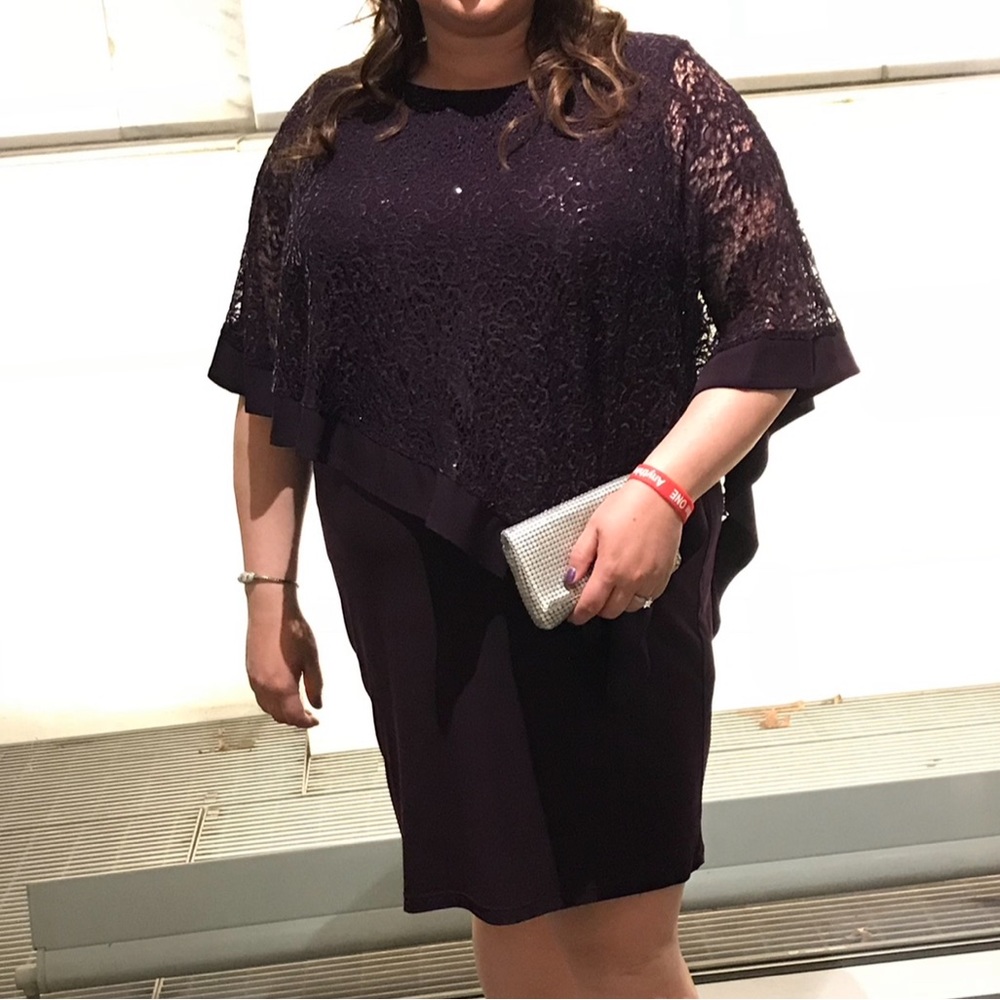 Stunning purple dress, sequin overlay, size 20W from Macy’s